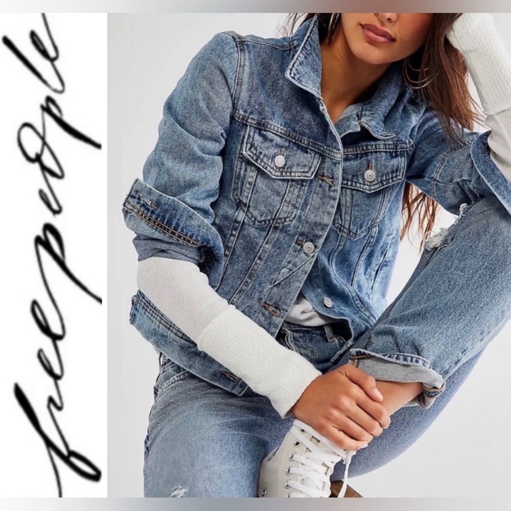 💫 FREE PEOPLE Rumors Denim Jacket SIZE:XS NWT